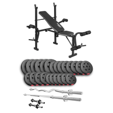 Набір Hop-Sport Premium 135кг з лавою TX-055, штангами та гантелями