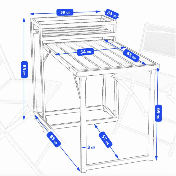 Комплект балконних меблів Jumi Kirbi з тумбою + 2 крісла