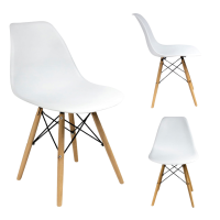 Стул Eva Jumi в скандинавском стиле с белыми деревянными ножками.