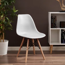 Стілець Eva Jumi у скандинавському стилі з дерев'яними ніжками білий