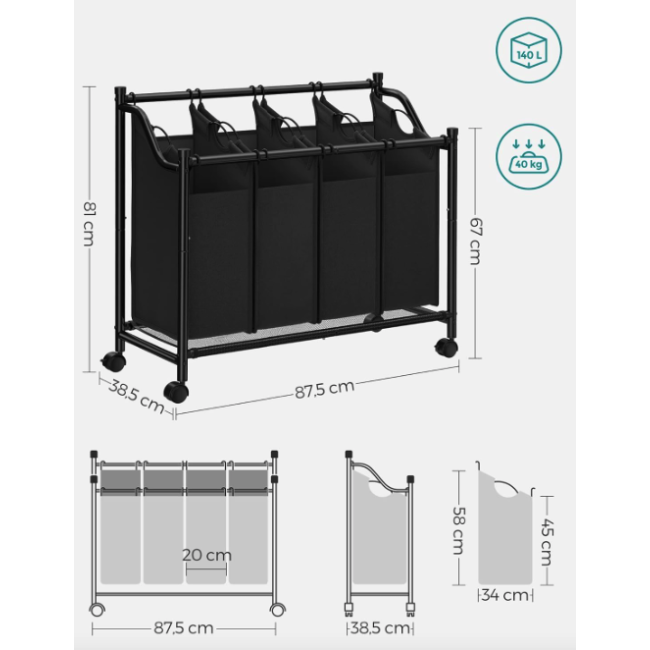 Корзина для белья Leobert Breesal 4 отделения х 35л