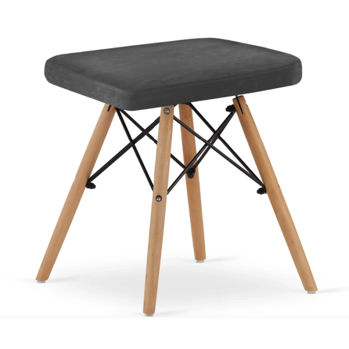 Табурет Leobert Werk квадратний з дерев'яними ніжками сірий темний