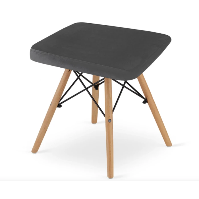 Табурет Leobert Werk квадратний з дерев'яними ніжками сірий темний