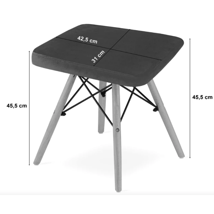 Табурет Leobert Werk квадратний з дерев'яними ніжками сірий темний