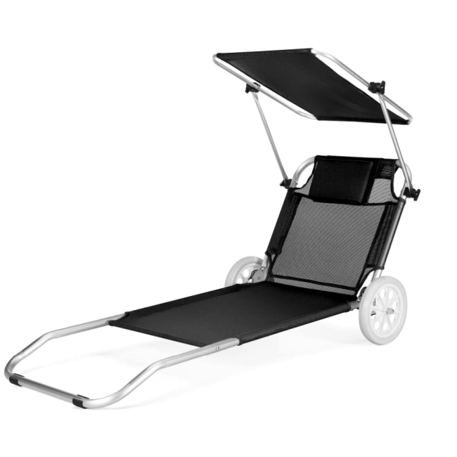 Шезлонг лежак Outtec Sun с черной крышей