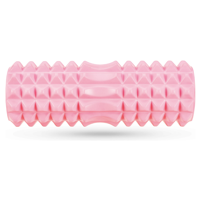 Массажный ролик Queenfit для йоги и фитнеса EVA 33*10,5см розовый