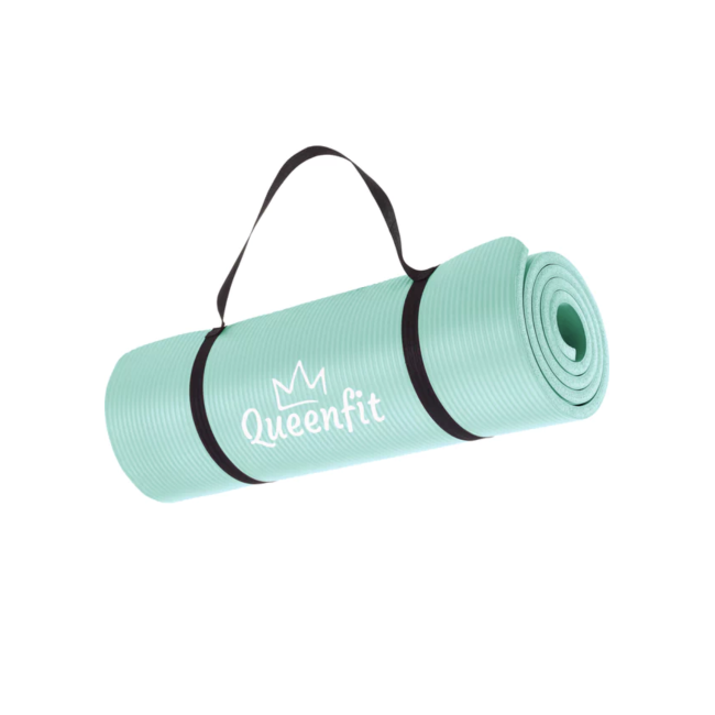 Коврик (мат) для фитнеса и йоги Queenfit NBR 1,5см бирюзовый