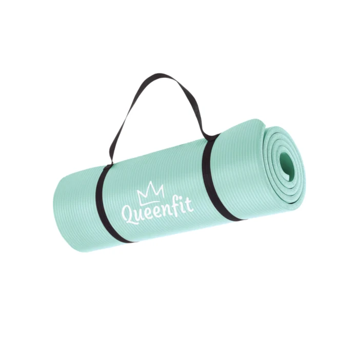 Коврик (мат) для фитнеса и йоги Queenfit NBR 1,5см бирюзовый