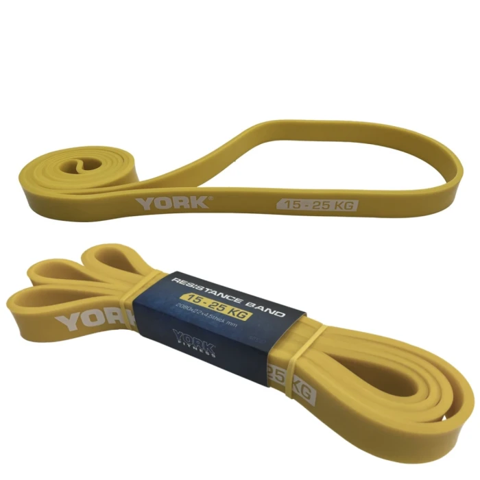 Резинка для фитнеса York 15-25кг – 2080x22x4,5 мм, желтый
