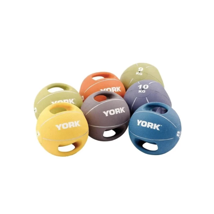 М'яч медбол 8кг York Fitness із двома ручками синій