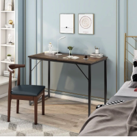 Письменный стол Costway Homart со стальным каркасом коричневый