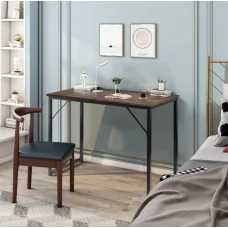 Письменный стол Costway Homart со стальным каркасом коричневый