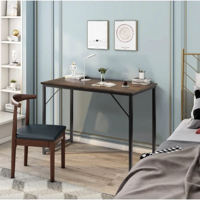 Письменный стол Costway Homart со стальным каркасом коричневый