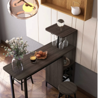 Барный стол со стульями Costway Bistro с держателем винных бокалов коричневый