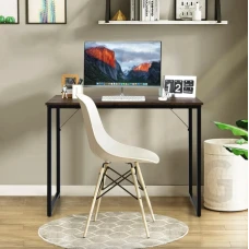 Письменный стол Costway Homart со стальным каркасом коричневый