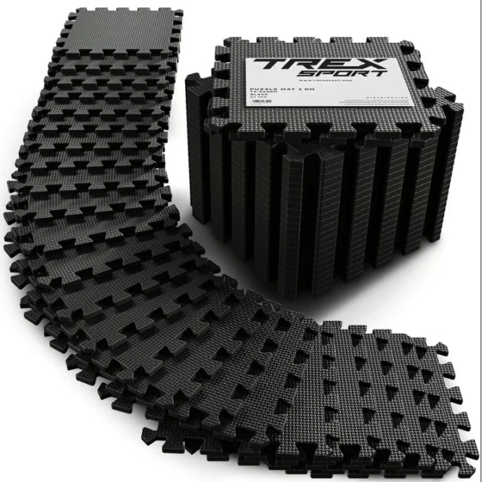 Мат-пазл EVA 1см Trex Sport TX-010PM - 24 частей черный