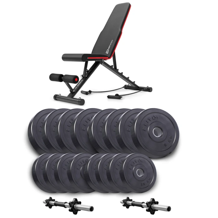 Набір Elitum Titan гантелі 2х31кг з лавою Hop-Sport HS-2030 HB