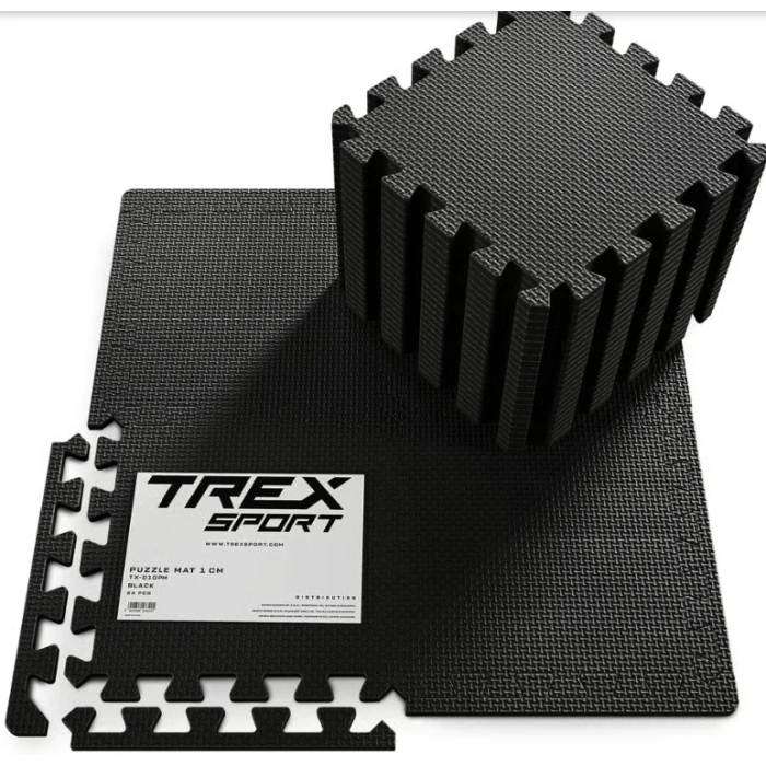 Мат-пазл EVA 1см Trex Sport TX-010PM - 24 частей черный