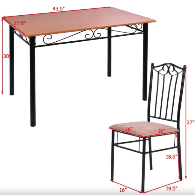 Комплект мебели Costway Sofi стол и 4 мягких бежевого стула.