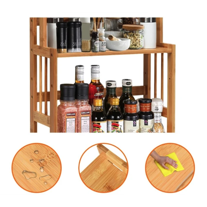 Полка-органайзер Costway Bamboo кухонная стойка бамбук 3 полки