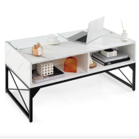 Журнальный стол Costway Moderne с мраморной подсветкой.