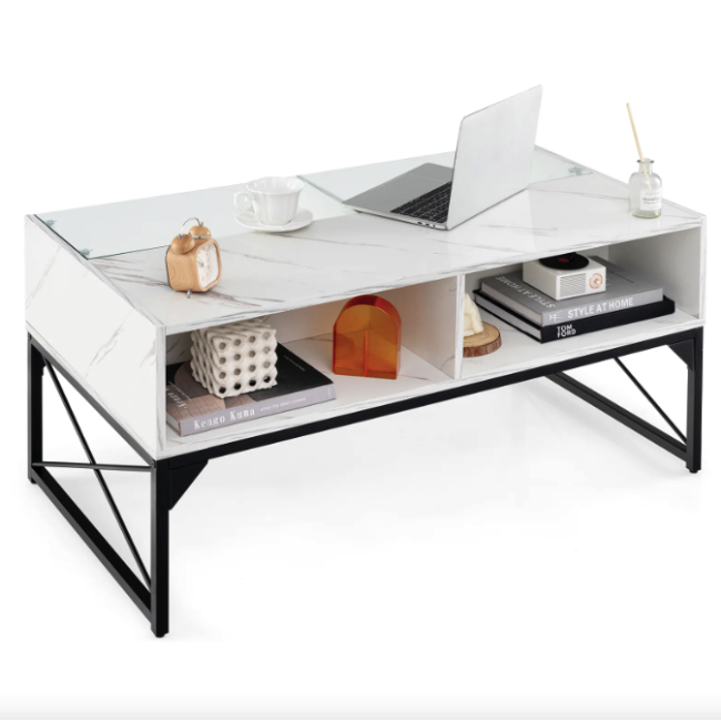 Журнальный стол Costway Moderne с мраморной подсветкой.