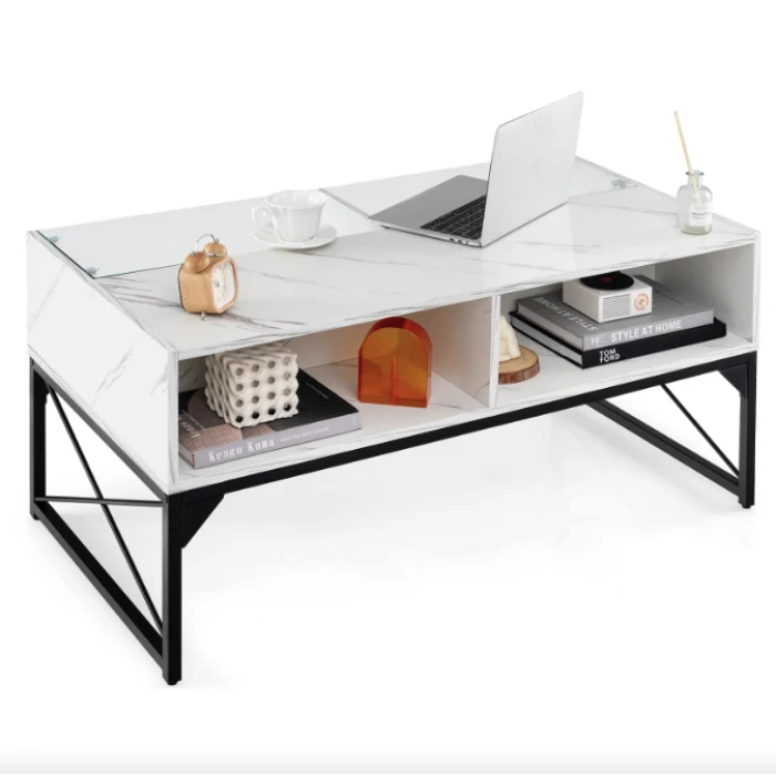 Журнальный стол Costway Moderne с мраморной подсветкой.