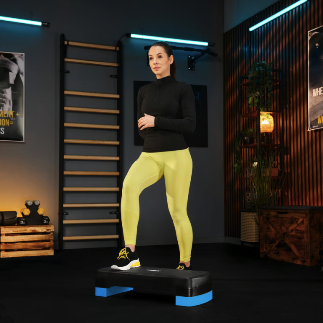 Степ платформа Trex Sport TX-030AS 3 уровня черно-голубая