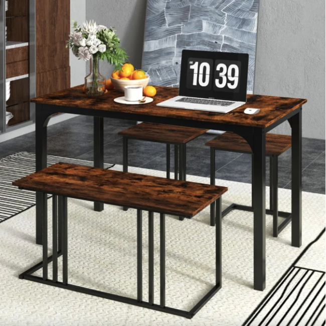 Комплект Costway Decima обідній стіл зі стільцями в стилі Loft коричневий