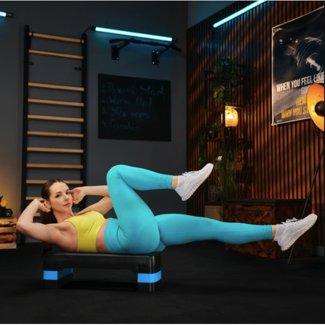 Степ платформа Trex Sport TX-030AS 3 уровня черно-голубая