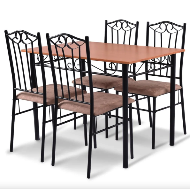 Комплект мебели Costway Sofi стол и 4 мягких бежевого стула.