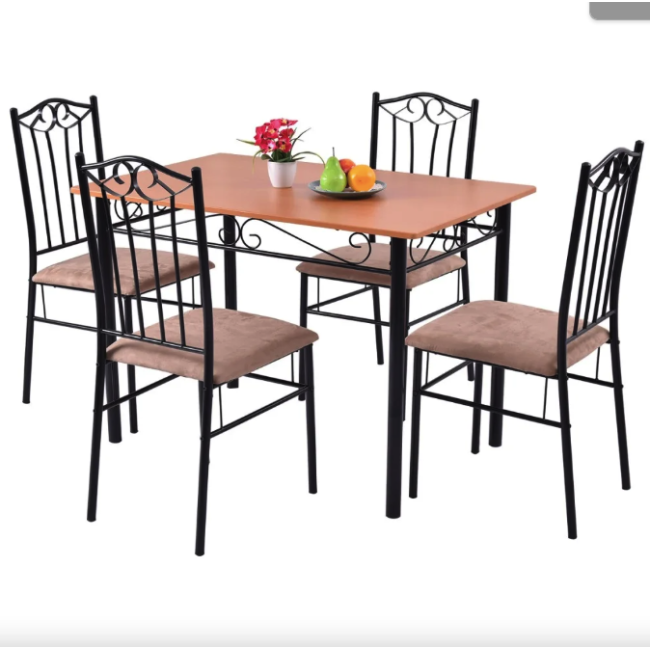 Комплект мебели Costway Sofi стол и 4 мягких бежевого стула.