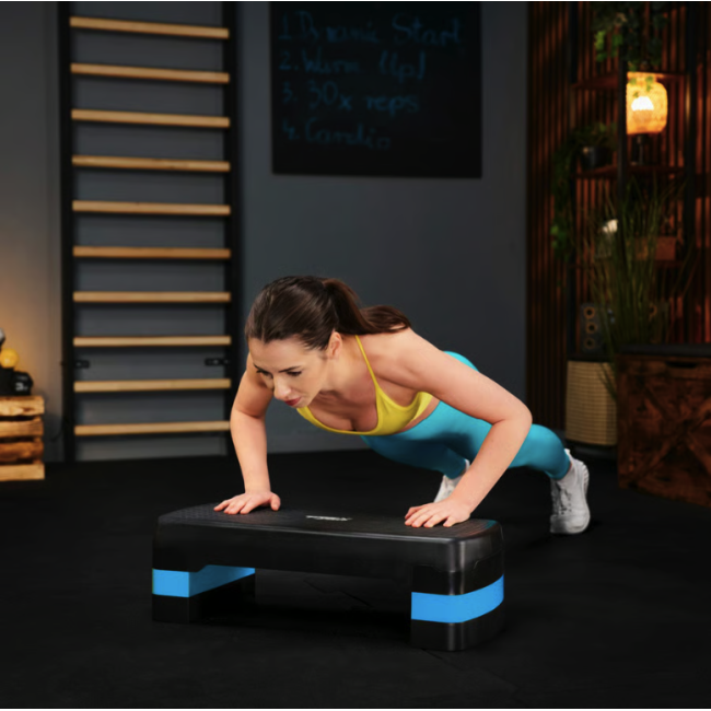 Степ платформа Trex Sport TX-030AS 3 уровня черно-голубая