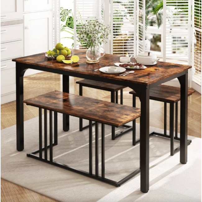 Комплект Costway Decima обідній стіл зі стільцями в стилі Loft коричневий