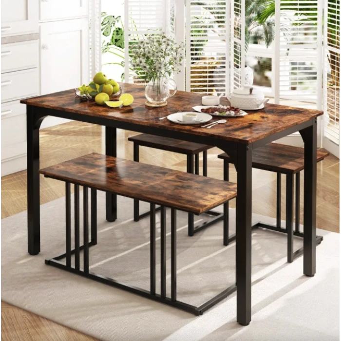 Комплект Costway Decima обідній стіл зі стільцями в стилі Loft коричневий