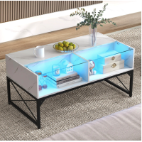 Журнальный стол Costway Moderne с мраморной подсветкой.