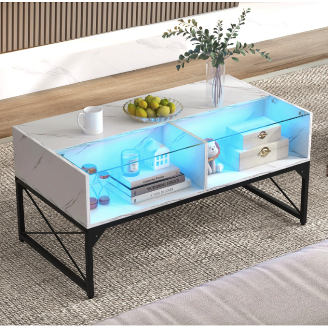 Журнальный стол Costway Moderne с мраморной подсветкой.