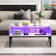 Журнальный стол Costway Moderne с мраморной подсветкой.