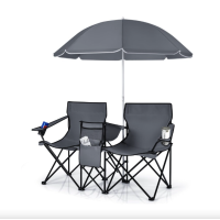 Комплект раскладных стульев Costway Parma с зонтиком серый