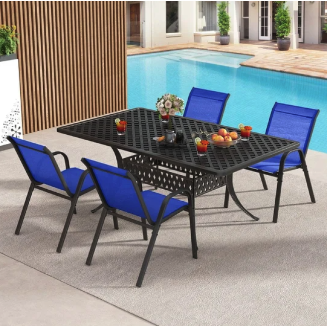 Комплект садовых стульев Costway Patio с подлокотниками синий