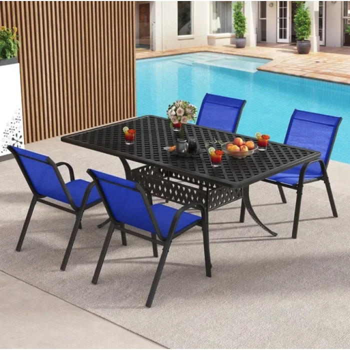 Комплект садовых стульев Costway Patio с подлокотниками синий