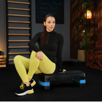 Степ платформа Trex Sport TX-030AS 3 уровня черно-голубая