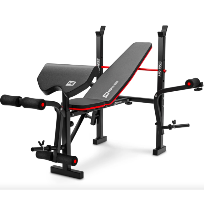 Набор Elitum Titan 109кг со скамьей HS-1055 Pro, штангой и гантелями.