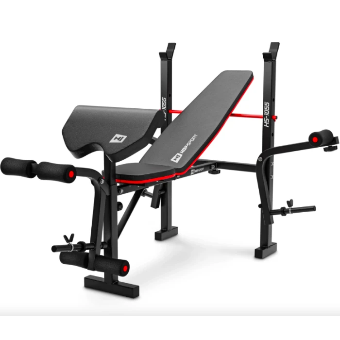 Набор Elitum Titan 109кг со скамьей HS-1055 Pro, штангой и гантелями.