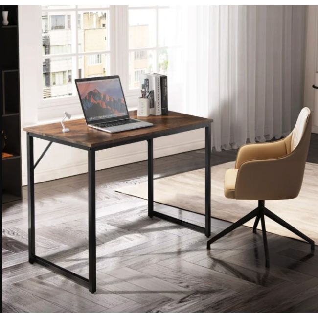 Письменный стол Costway Homart со стальным каркасом коричневый