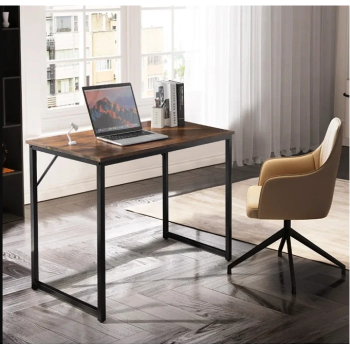 Письменный стол Costway Homart со стальным каркасом коричневый