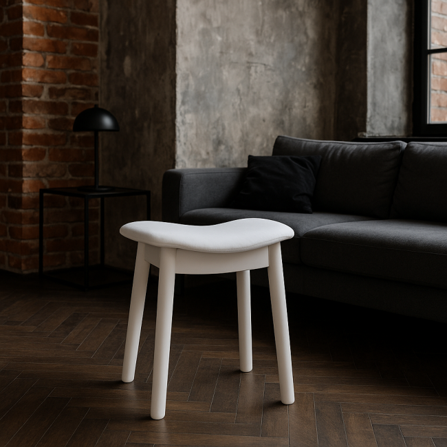 Табурет Chomik ROKA вигнутий у скандинавському стилі білий