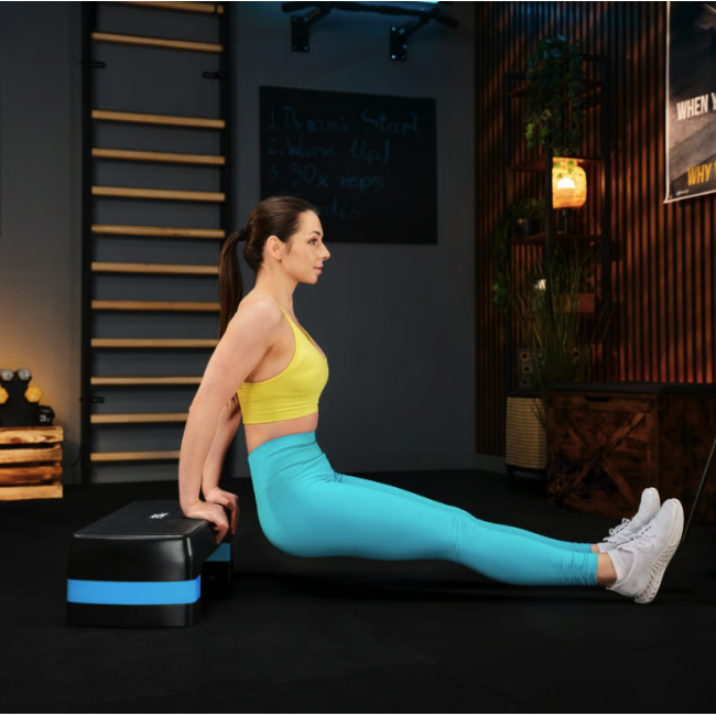 Степ платформа Trex Sport TX-030AS 3 уровня черно-голубая