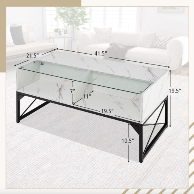 Журнальный стол Costway Moderne с мраморной подсветкой.