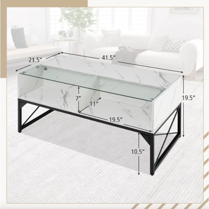 Журнальный стол Costway Moderne с мраморной подсветкой.